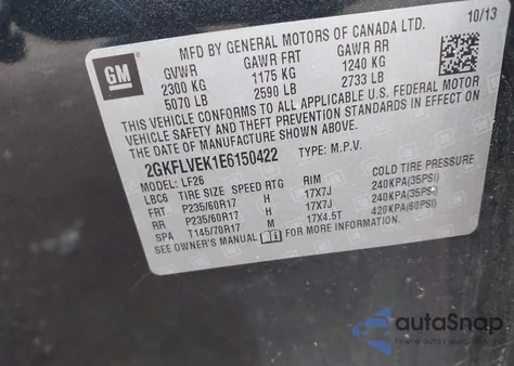 2014 GMC Terrain Sle-1 z USA, uszkodzony, nr VIN 2GKFLVEK1E6150422